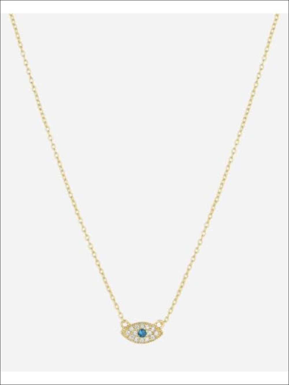 Evil Eye Pendant Necklace 18K Gold Plated Adjustable Link Chain White CZ London